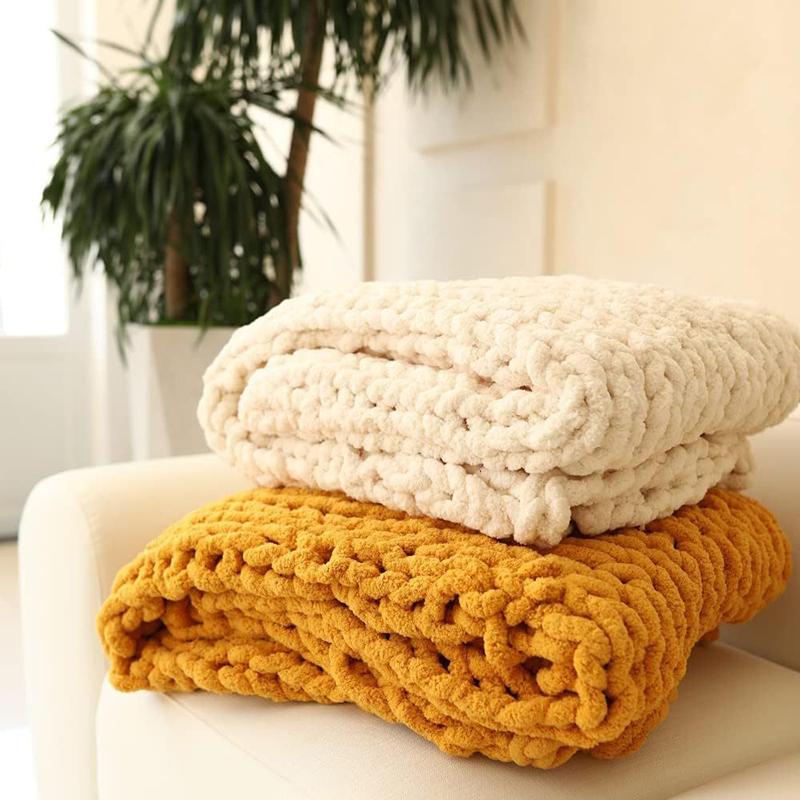 Throw Blanket Chunky Knit - Mão grosso cobertor de malha fio