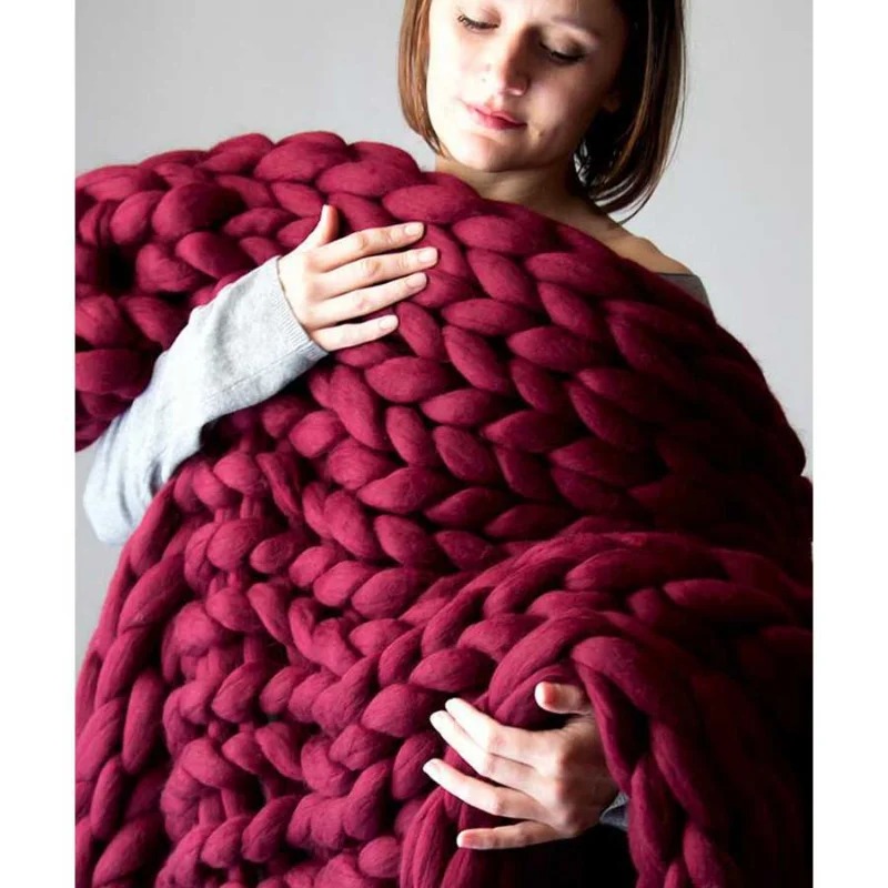 Moda grosso cobertor de lã gro - Throw Blanket Chunky Knit avaliação e preço