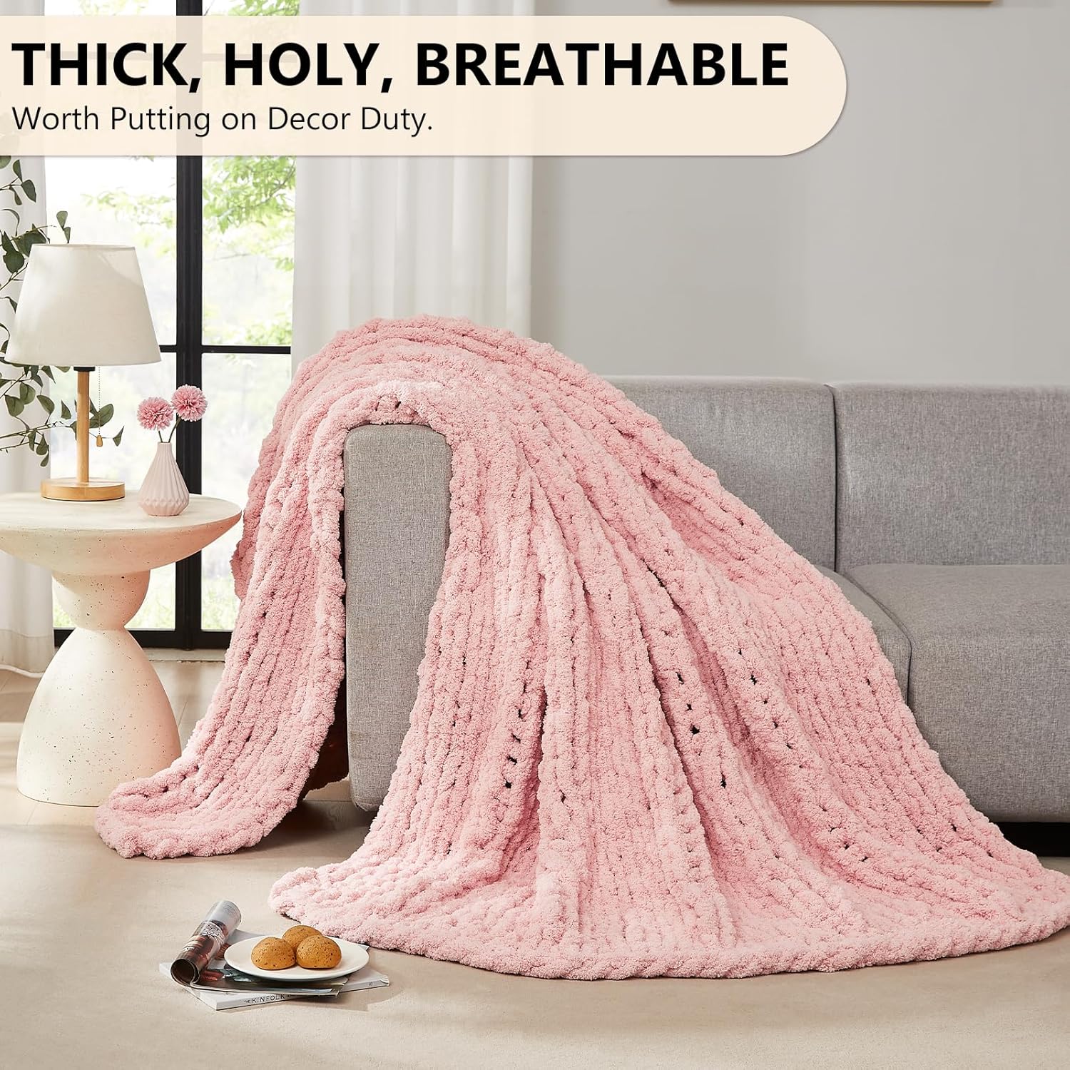 Cobertor de malha grossa lance - Throw Blanket Chunky Knit avaliação e preço