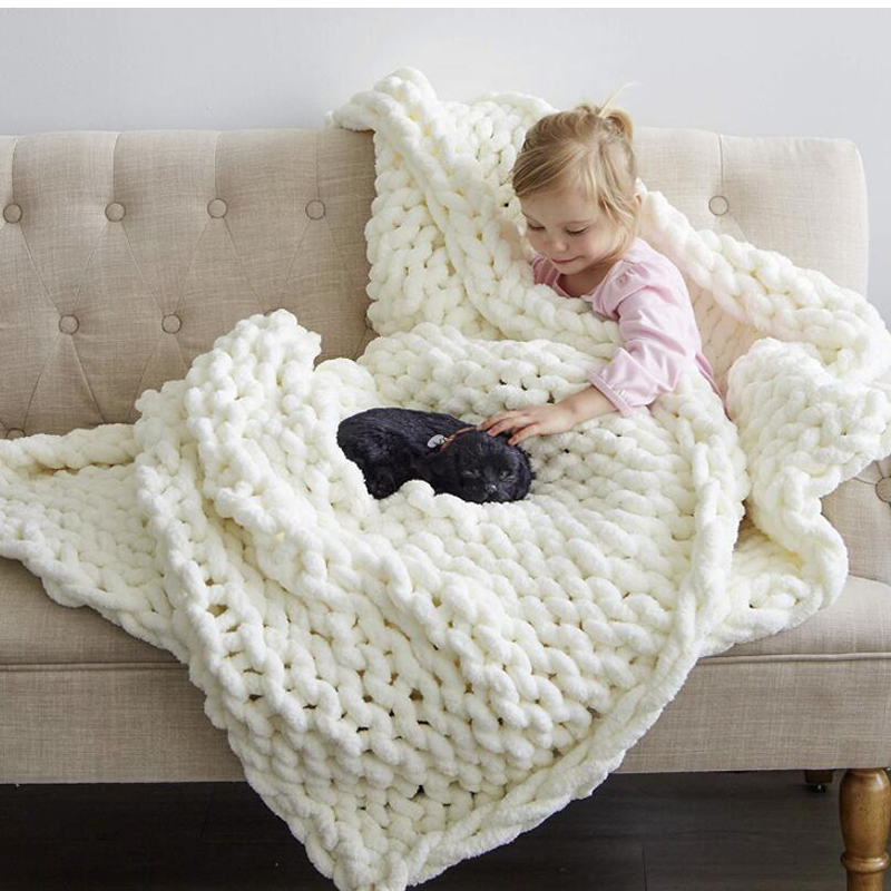 Mão grosso cobertor de malha f - Throw Blanket Chunky Knit avaliação e preço