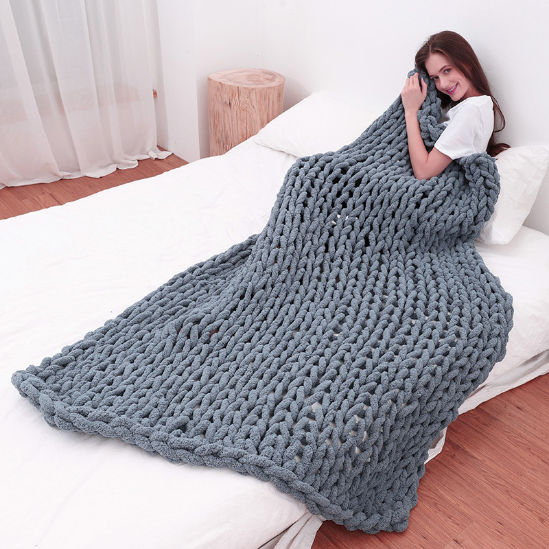 Mão grosso cobertor de malha f - Throw Blanket Chunky Knit avaliação e preço