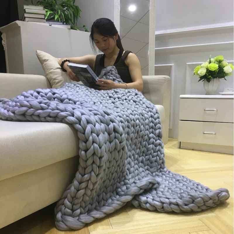 Moda mão chunky malha cobertor - Throw Blanket Chunky Knit avaliação e preço