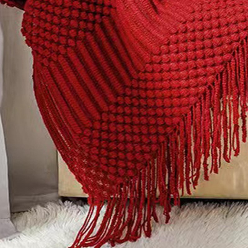 Manta de Tricô Grossa Vermelha - Throw Blanket Chunky Knit avaliação e preço