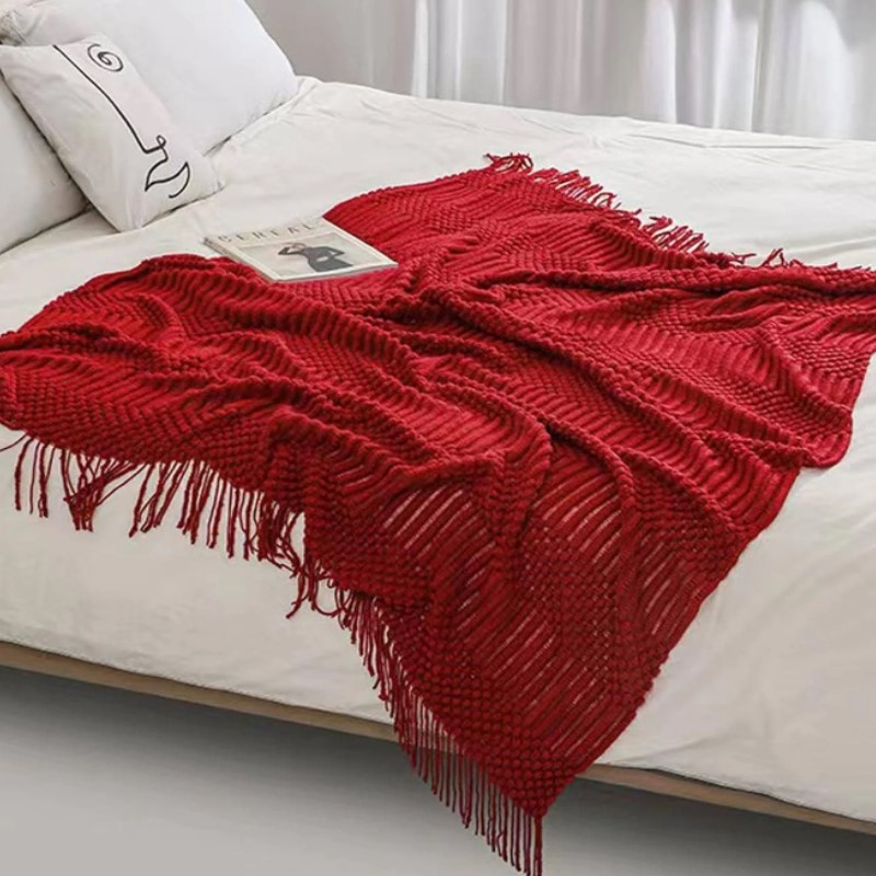 Manta de Tricô Grossa Vermelha - Throw Blanket Chunky Knit avaliação e preço