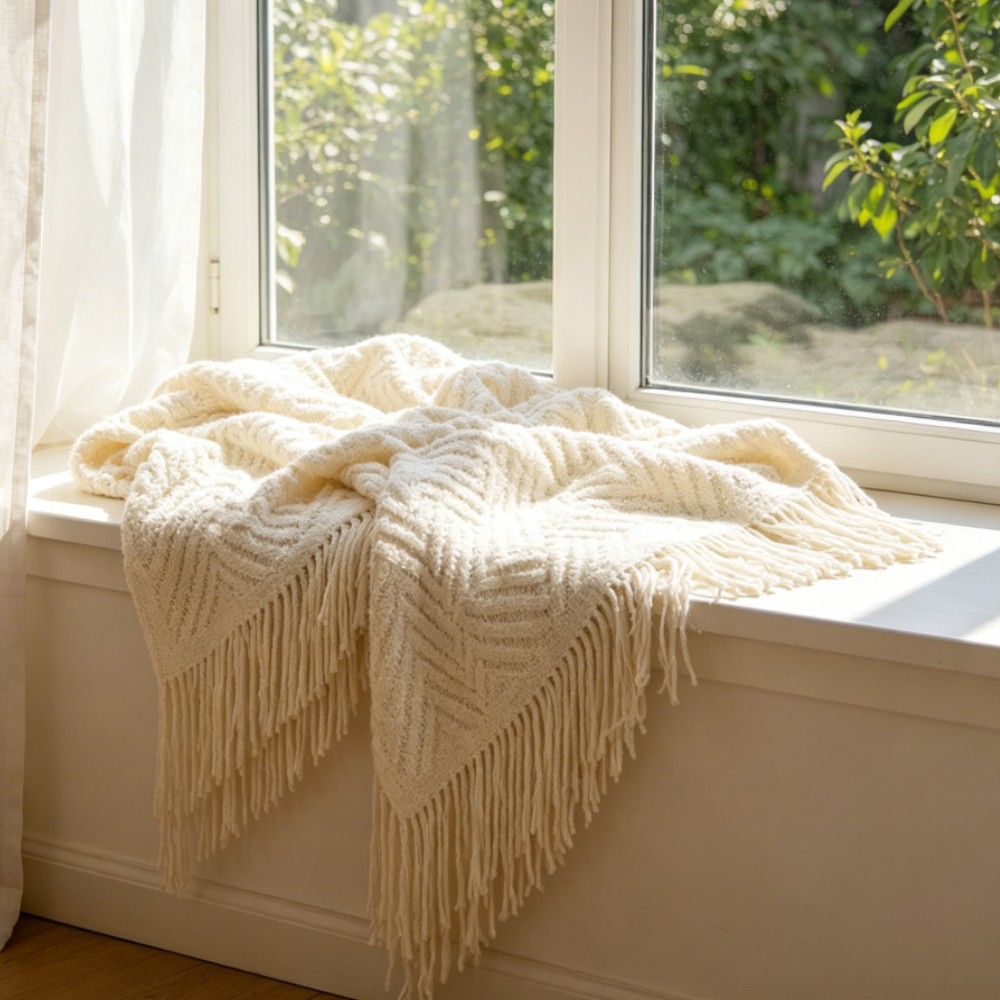 Manta de Luxo Grossa Creme Mac - Throw Blanket Chunky Knit avaliação e preço
